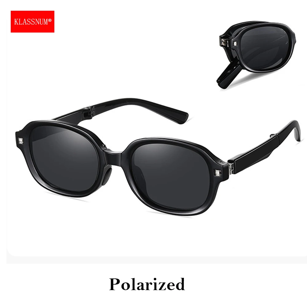 KLASSNUM 2026 Trendy Polarized Foldable Sunglasses Women Brand Design Square Sun Glasses High Quality Portable Driving Shades