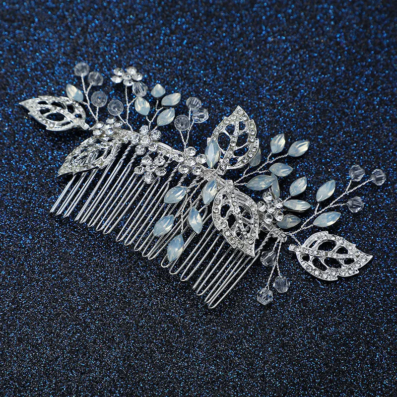 Luxury Handmade Bridal Hair Comb Silver Color Protein Alloy Flower Crystal Women Hair Accessories Prom Travel Wear