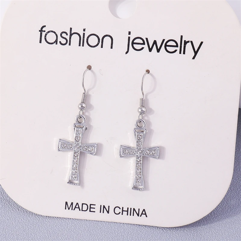 Women's Gothic Black Cross Drop Earrings, Dangle Hook Design