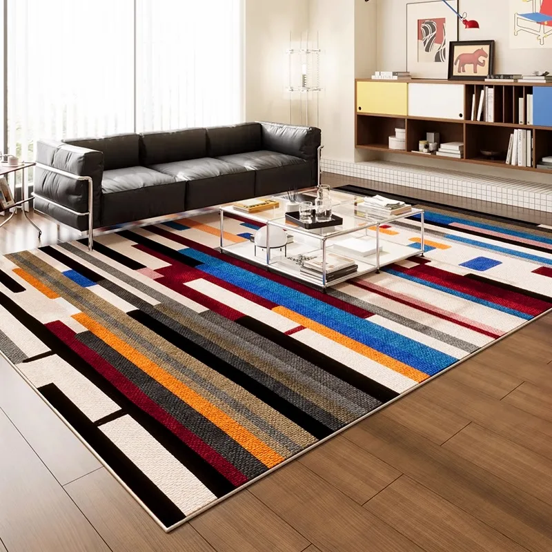 Modern Simple Geometric Pattern Large Area Living Room Carpet Retro Carefree Bedroom Bedside Rug Home Decor Sofa Mat Alfombra IG