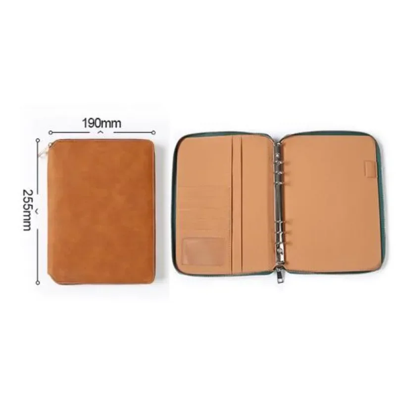 1 قطعة دفتر أعمال جلدي بسحاب ومنظم قرطاسية مخطط جدول الأعمال #2