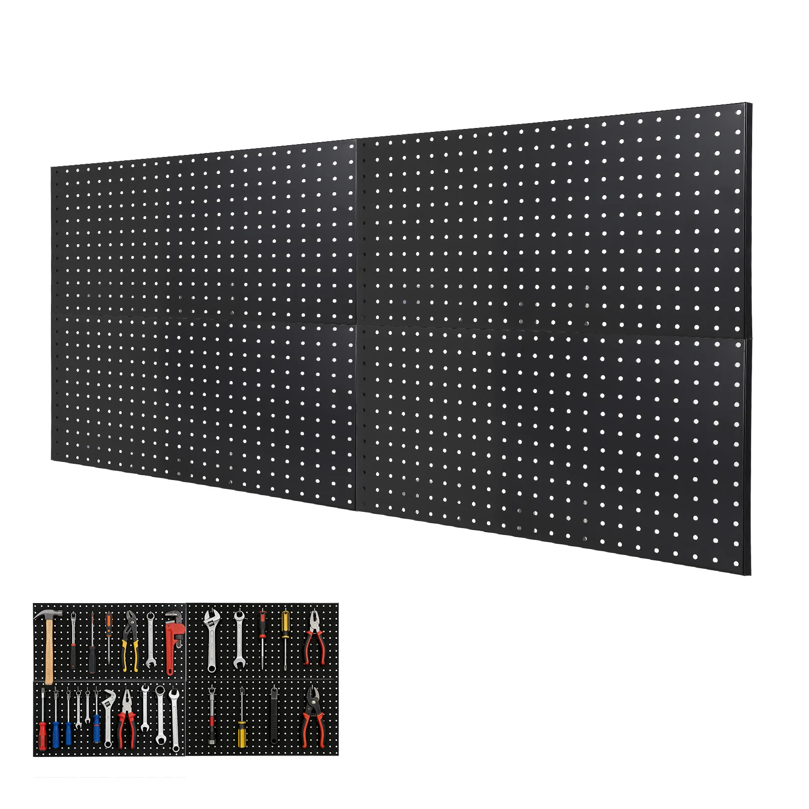 Heavy-Duty Metal Pegboard Wall Organizer Panels Kit, Wall-Mount Steel Tool Storage for Garage, Workshop, Kitchen & Craft Room - Flexible Layout - Multiple Sizes/Panel Options