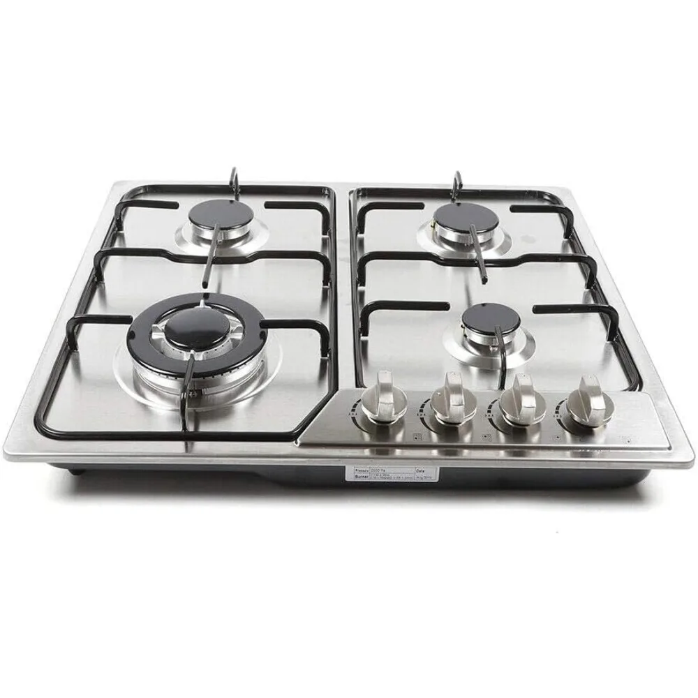 

23 Built in Gas Cooktop Stove, 4 Burners NG/LPG Gas Hob Cooktop Battery Ignition, Stainless Steel Gas Stove Kitchen Cooker Cookt