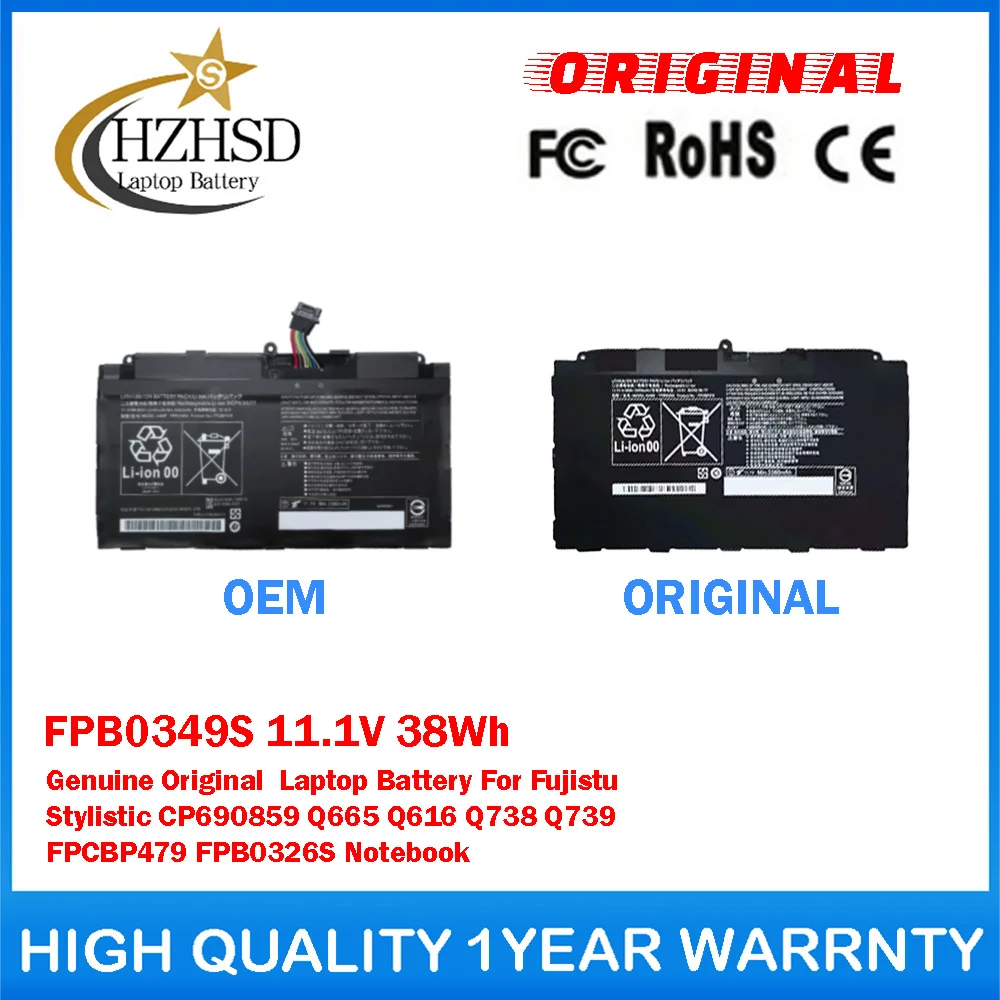 

FPB0349S 11.1V 38Wh Genuine Original Laptop Battery For Fujistu Stylistic CP690859 Q665 Q616 Q738/9 FPCBP479 FPB0326S Notebook