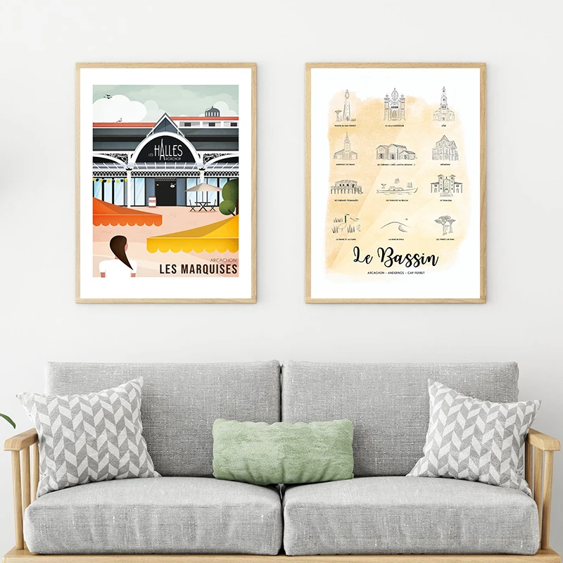 Original City View Bassin Arcachon Bouzigues Town Posters and Prints Canvas Printing Wall Art Picture for Living Room Home Decor
