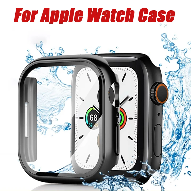 Gehärtetes Glas + Abdeckung für Apple Watch-Zubehör 45 mm 41 mm 44 mm 40 mm 42 mm Displayschutzfolie Apple Watch-Gehäuse Serie 9 4 5 6 SE 7 8