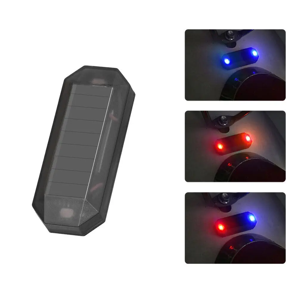 

1pc Car solar lights solar charging mesh lights motorcycle warning lights red and blue light warning lights