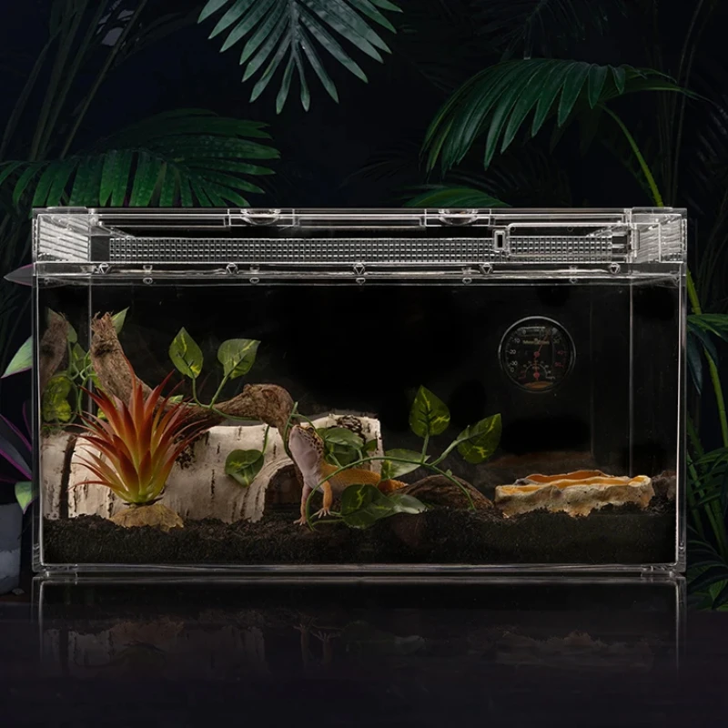 Anti-escaping acrylic reptile terrarium breeding box