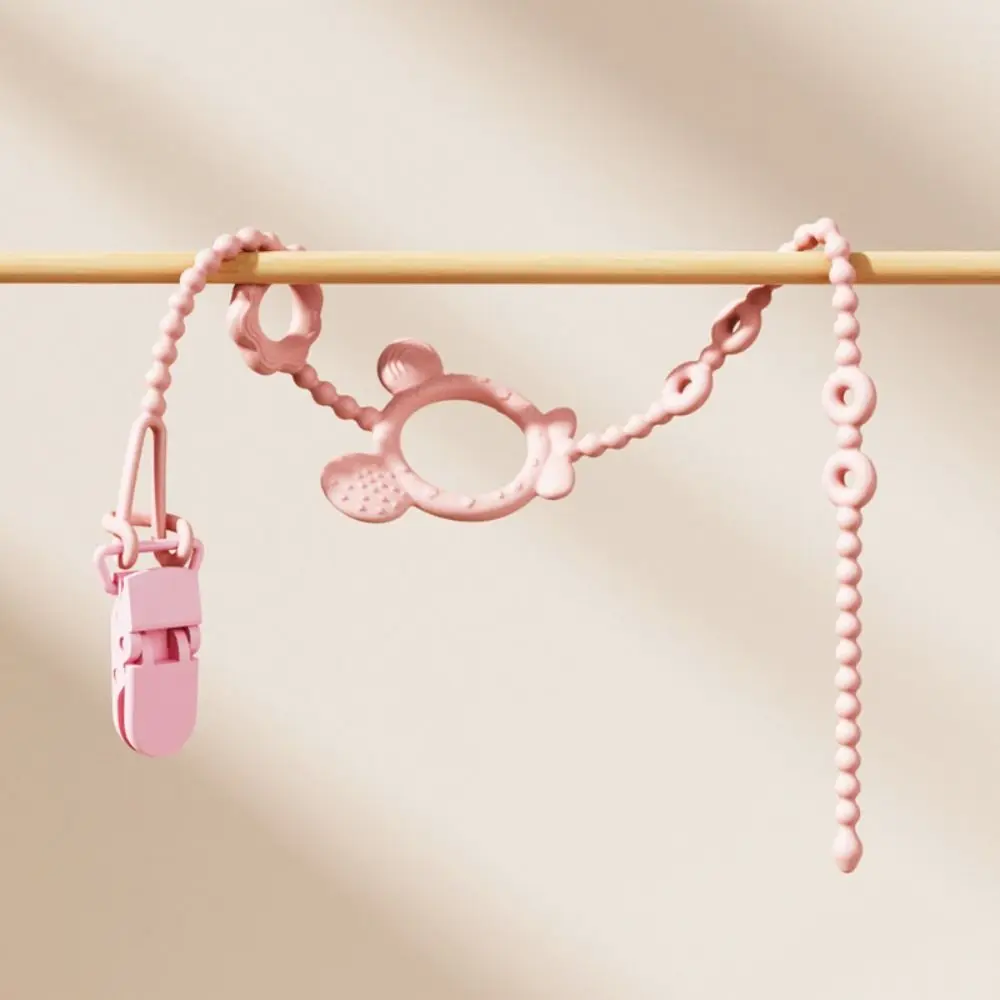 

Anti-drop Chain Pacifier Holder Clips Cartoon Bear Pure Color Baby Pacifier Chain Silicone Nipple Accessory