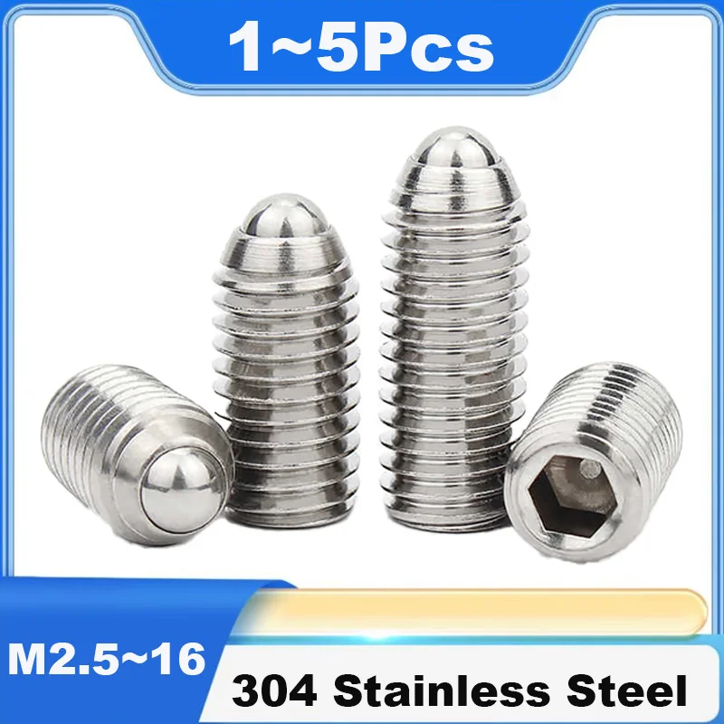 304 Stainless Steel Hex Socket Allen Set Screws Spring Ball Plunger Grub Point Set Screw Bolt Internal Hex Allen Fastener