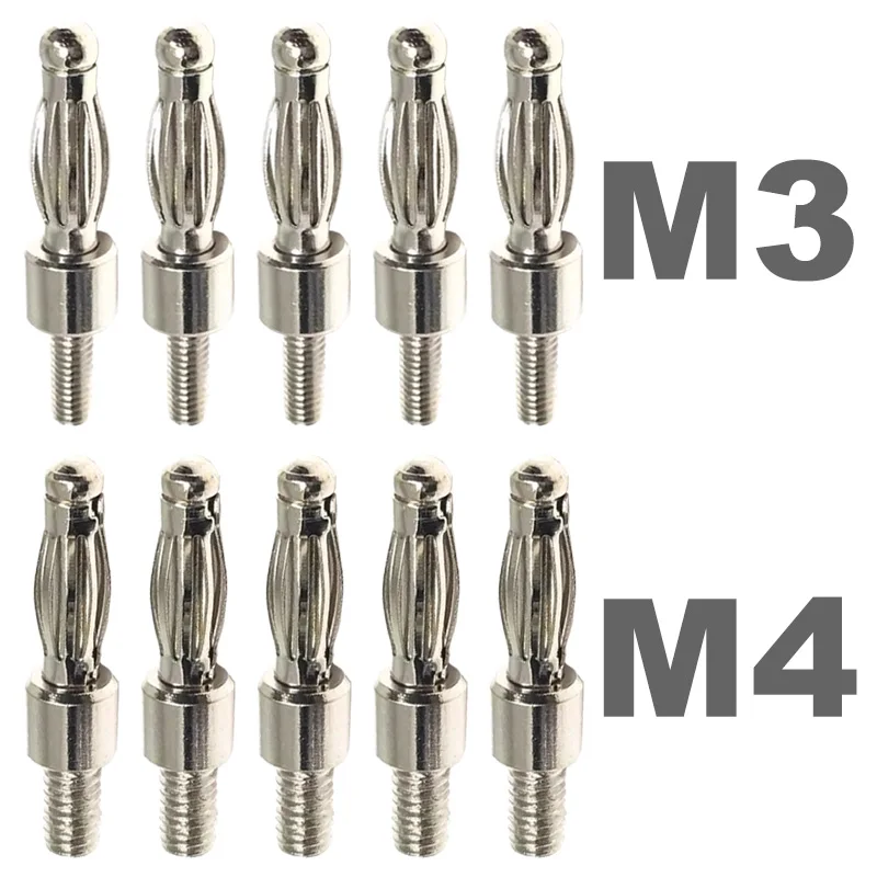 20/40Pcs 4mm Banana Plug Connector Adaptor 3mm / 4mm Lantern Shape Type Banana Plugs with M3/M4 Screw Thread