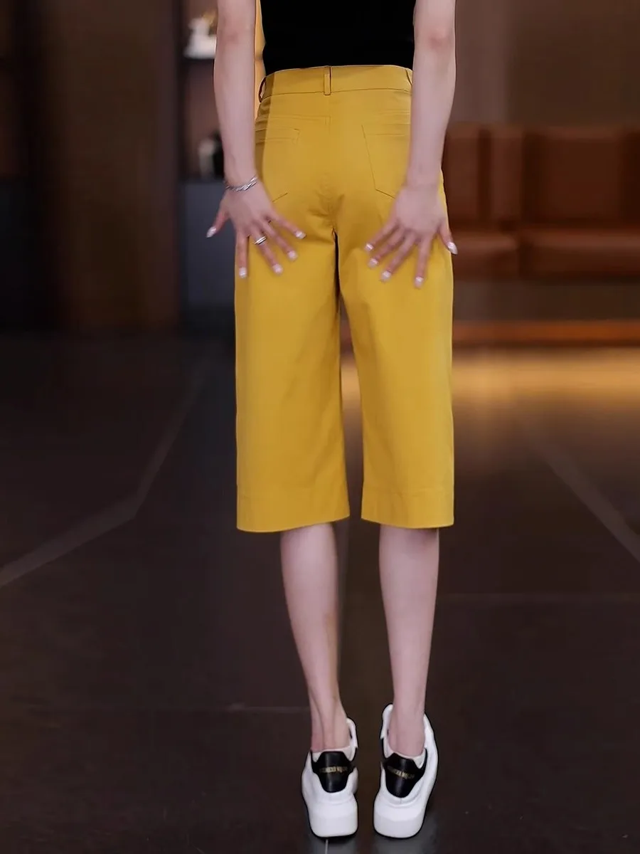 Khaki Straight Leg Pants Women's Summer 2025 New High Waist Loose Slimming Thin Casual Wide Leg Seven-Foot Pants