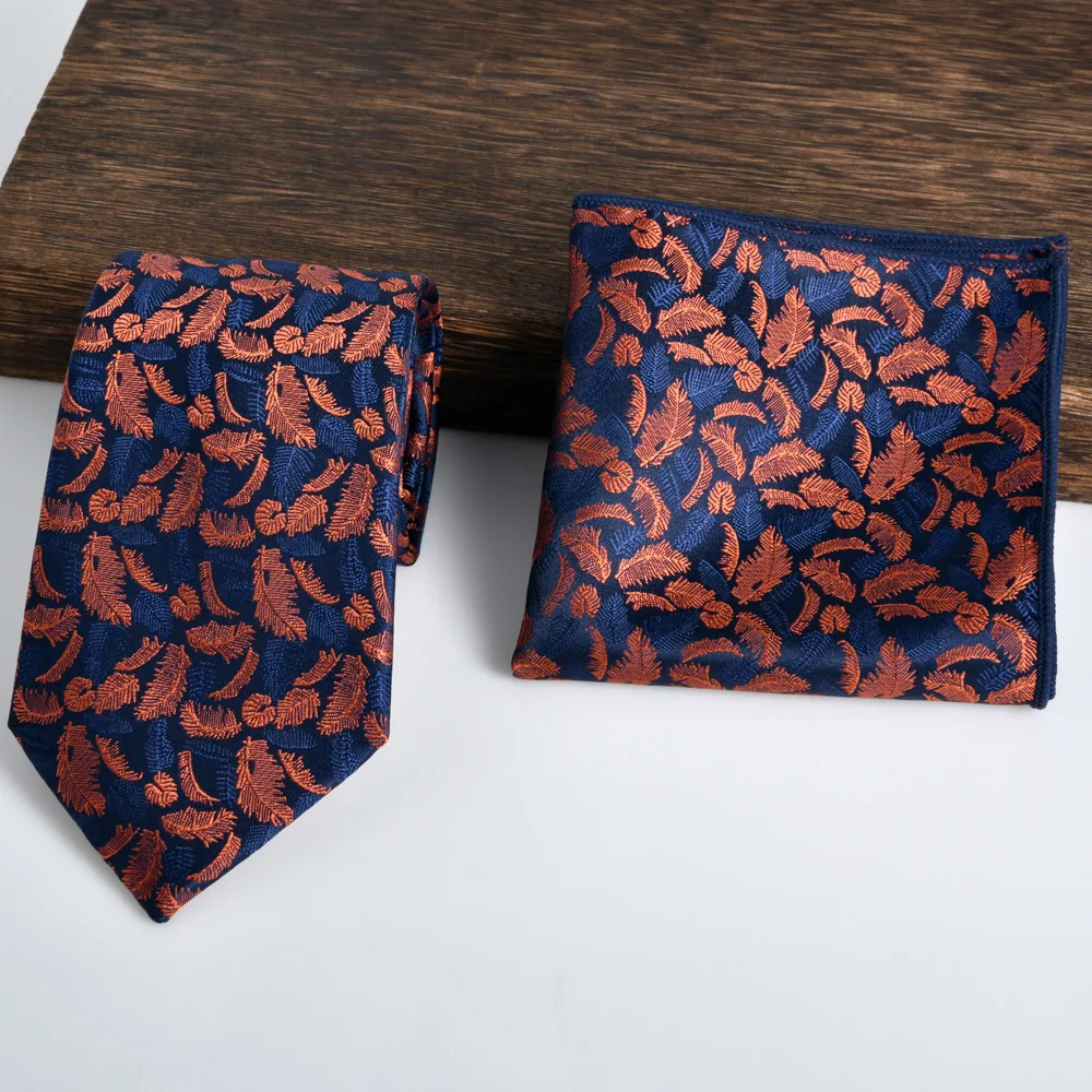 Picture 3: Men's Tie And Handkerchief Set Jacquard New Model 2-Piece Suit Feathers Style 2025