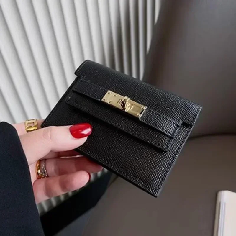 Leather Coin Card Purse Real Leather Card Holder Clutch Short Wallets for Women Mini Purse Pocketbook Money Bags