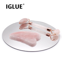 Rose Quartz Jade Roller Slimming Facial Body Massager Gua Sha Set Natural Stone For Face Lifting Massage Beauty Tool