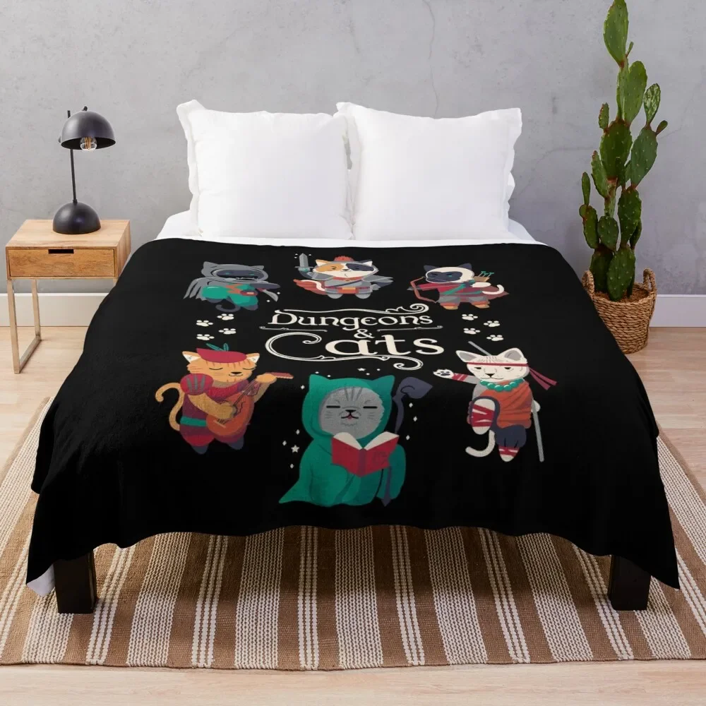 

Dungeons and Cats 2.0 Throw Blanket Foldable Soft Warm Blanket for Outdoor Use