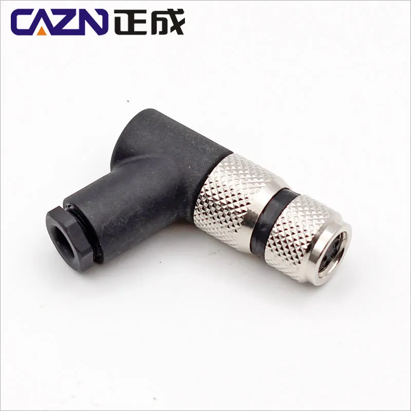 M8 Plastic A B D Coding Plug Waterproof IP67 Angled Female 3 4 5 6 8 Pins Screw Solder Type Field Attachable Connectors