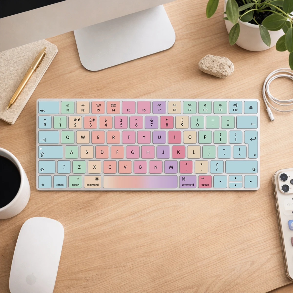 EU Layout Spanish & English Candy Color Keyboard Cover, Soft Touch Protector for Magic Wireless Keyboard A1644 MLA22LL/A (2015)