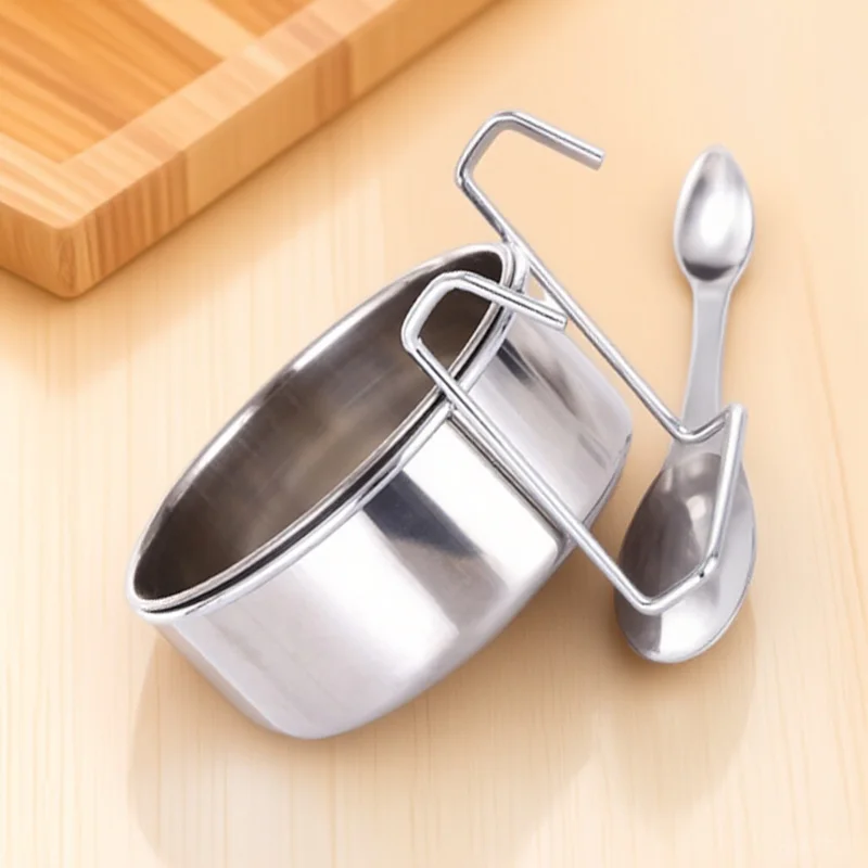 

1Set Stainless Steel Pet Bowl Hanging Type Cat Feeding Bowl Sturdy Rustproof Mellow Finish Ideal Gift for Pet Lovers Home Use