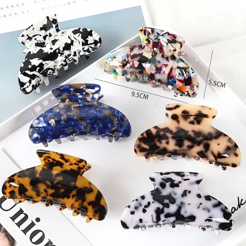 Fashion Women Acetate Hair Claws Crab Clamps Charm Solid Color Leopard Lady Small Size Hair Clips Headdress Hair Styling Tool