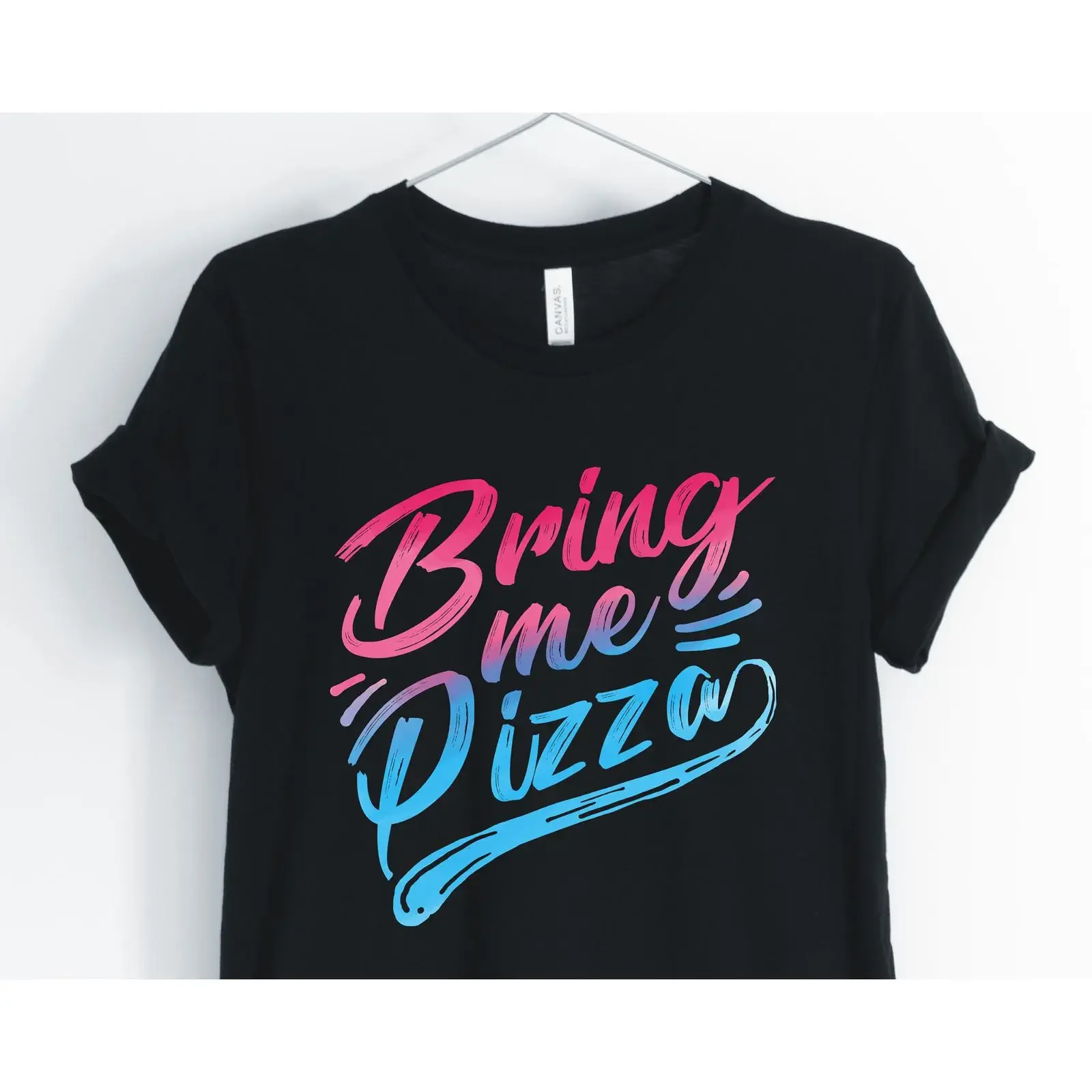 Bring Me Pizza T Shirt Lover Funny Sarcastic Women's vintage Washed graphic Stretched streetwear homme Breathable Casual