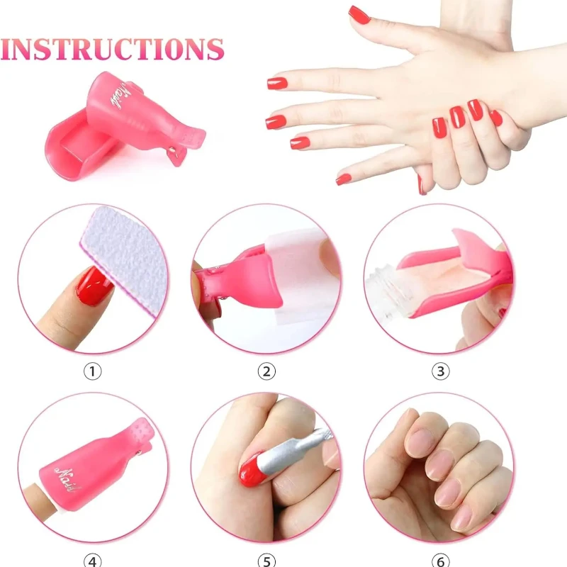 10 Stück Nagelentferner-Clips – Nagel-Einweichen-Clips und Gel-Nagellackentferner
