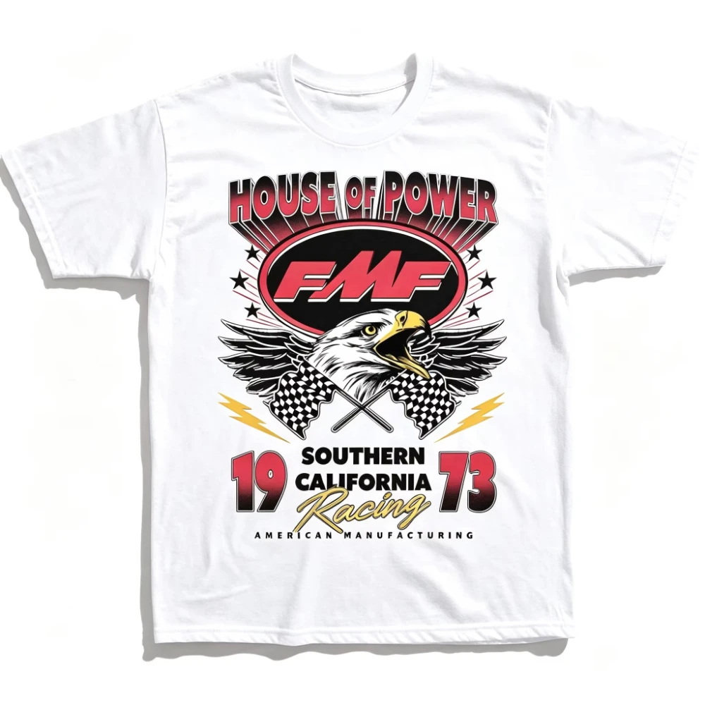 2026 Summer Vintage Oversized Graphic T‑Shirt Retro Racing Eagle Motocross Front Print Theme Art Loose Short Sleeve Street Tee