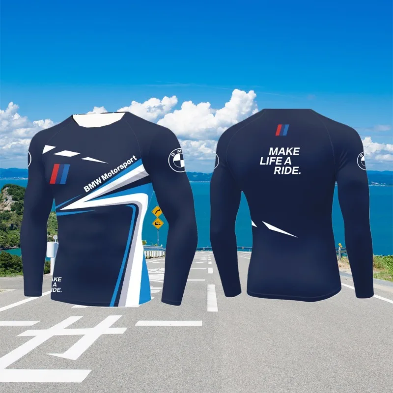 

BMW Motorsport Logo 3D Printed Breathable Quick Drying Motorcycle Riding Loose and Comfortable Round Neck Long Sleeved T-shirt