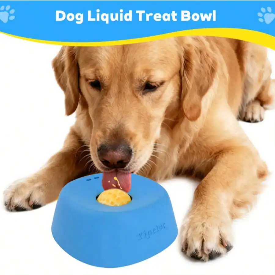 1pc Slow Feeder Dog Bowls For Liquid Treat, [Built-In Rolling Ball] No Spill Bone Broth Dog Licking Bowl, Multi-Purpose Puppy Yogurt Feeder Bowl For All Breeds Dietary Supplement/Post-Op Nutrition Feeding.Valentines Gift For Pets