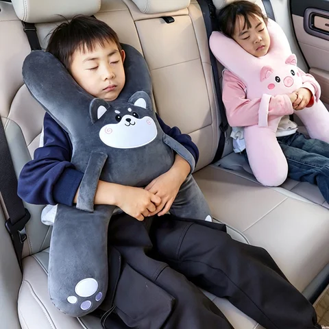 Prevent Leaning Head Back Seat Sleeping Comfort During Long Distance Travel Kids Car Neck Pillow with Seat Belt Safety Sleep Aid