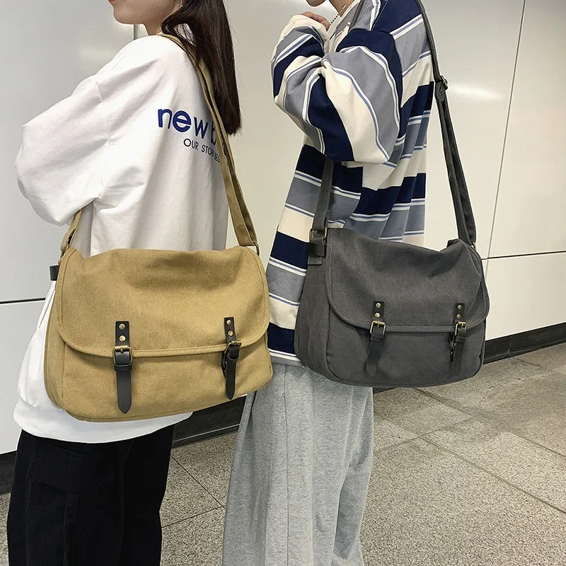 Sacos de mensageiro mulheres japonês moda vintage grande capacidade cross-corpo bolsa de lona unissex all-match estudantes de compras escola nova