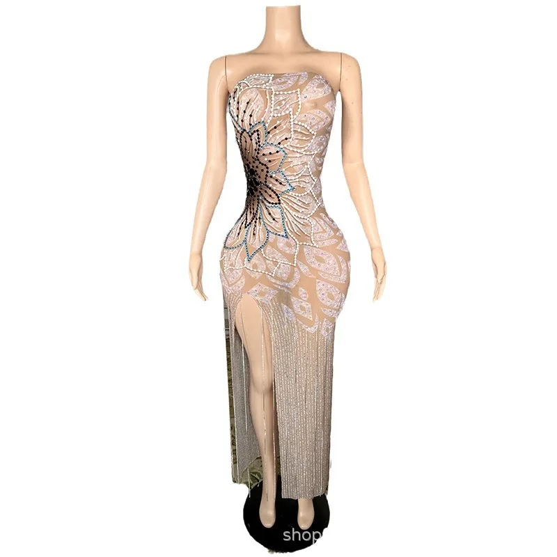 

Топ с кисточками в стиле ретро, изысканная вечерняя одежда, мисс Вселенная, конкурс красоты, одежда для выступлений, женская групповая одежда для пения, барная одежда