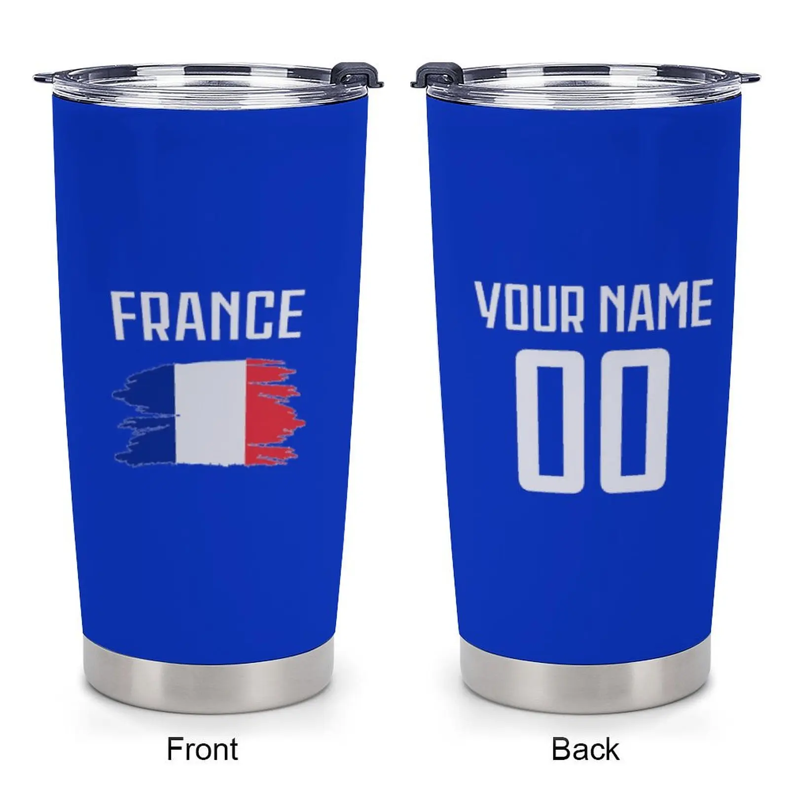 

Custom France Soccer Insulated Tumbler Personalized Stainless Steel Coffee Mug 20oz Travel Cup Add Name Number Gifts for Fan