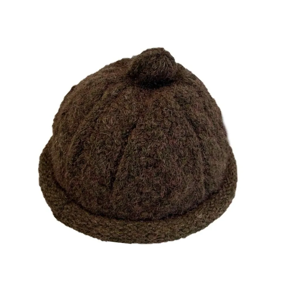 Fashion Autumn Winter Beanie Hat Warm Solid Color Knitted Hat Thickened Windproof Melon-shaped Hat for Women