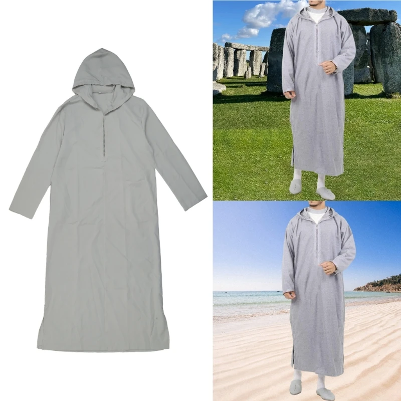 Muslims Kaftan Islamic Robe Men Muslims Dresses Long Sleeve Shirts Kaftan