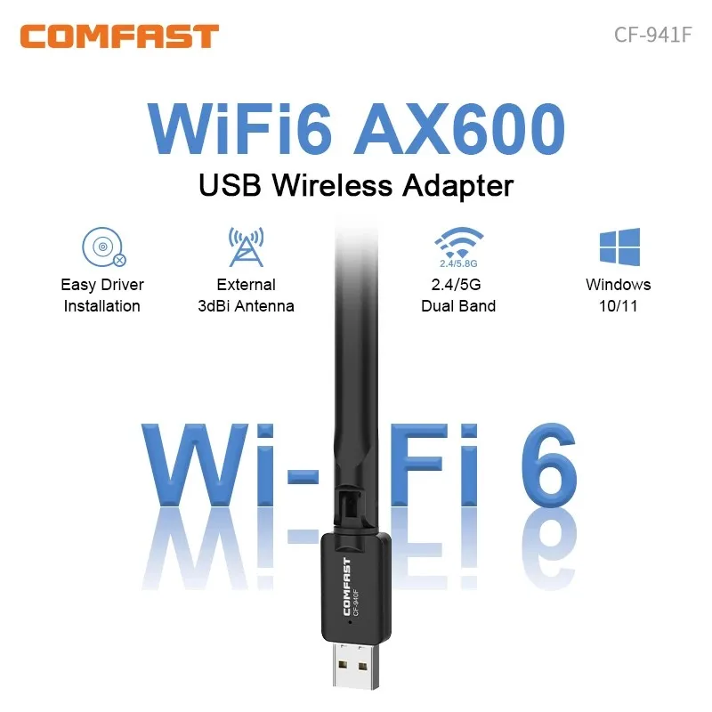 COMFAST Wifi 6 Placa De Rede Mini Antena Wifi Usb Adaptador 5g/2.4ghz 802.11ax Driver Free Adapter for Para PC Laptop Win 10/11