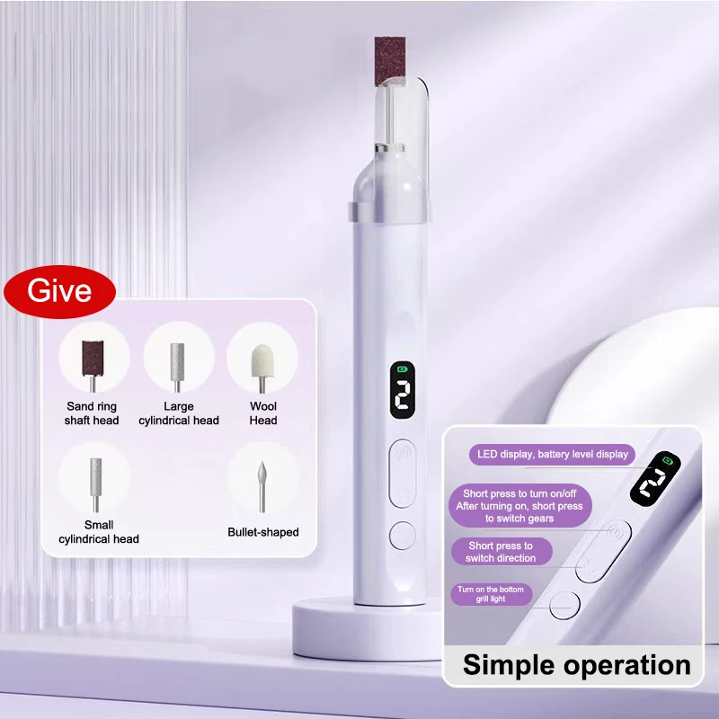 Elektrische nagelboor met UV-lamp Handbediende manicure-pedicureset met 5 slijpkoppen Manicure Grinder Polijstmachine