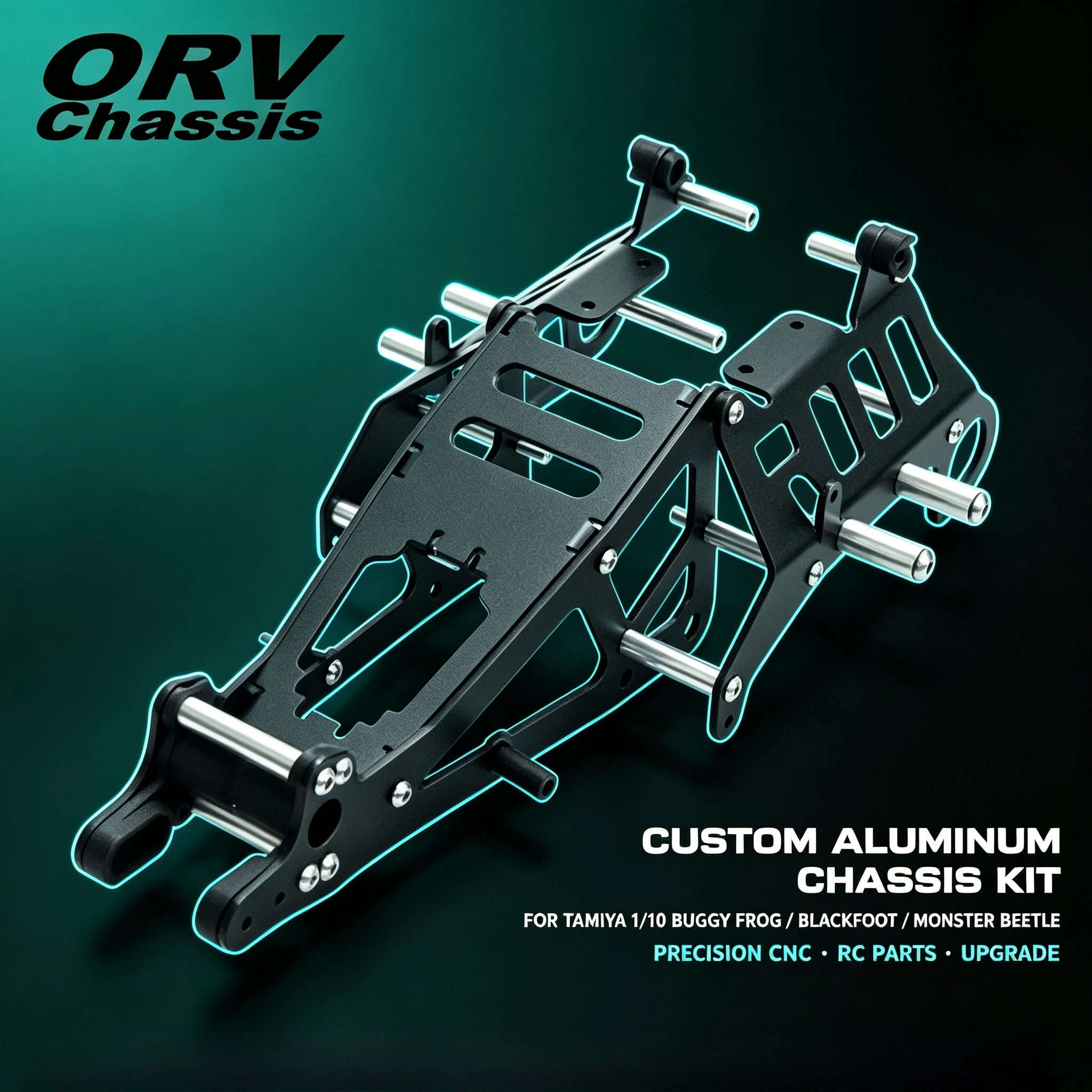 Custom Aluminum Chassis Kit for TAMIYA 1/10 Buggy Frog/BlackFoot/Monster Beetle
