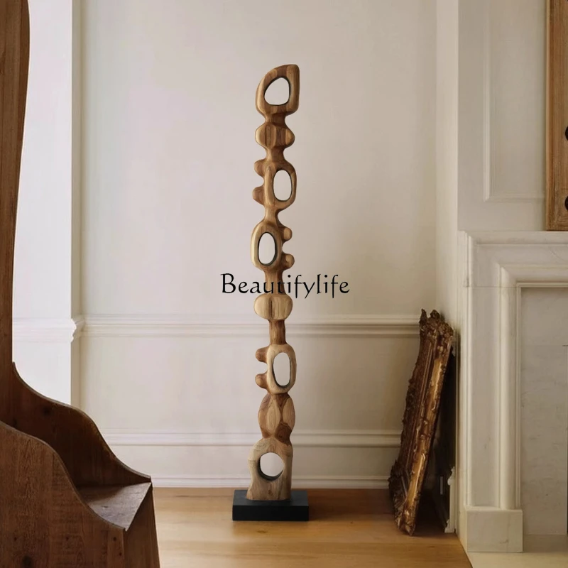 

Imported wabi-sabi wind art solid wood sculpture model house creative floor ornament