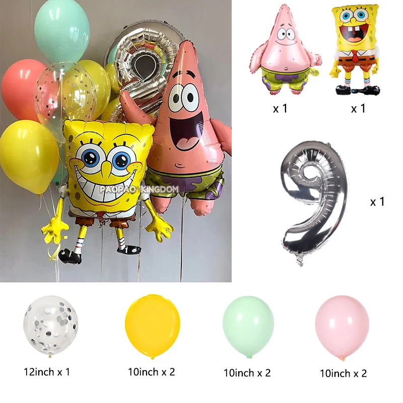 SpongeBob Schwammkopf Folienballon-Set Niedliche Cartoon-Ballons für Kinder Jungen Mädchen Geburtstagsfeier Dekorationen – Detail 18