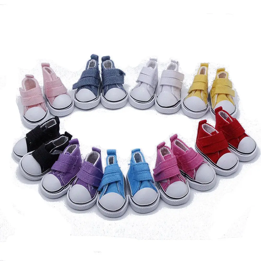 BJD Accessories 5cm 1/6 Doll Shoes Handmade Shoes For Dolls Mini Canvas Shoelace Doll Accessories Casual Toys Gift For Children