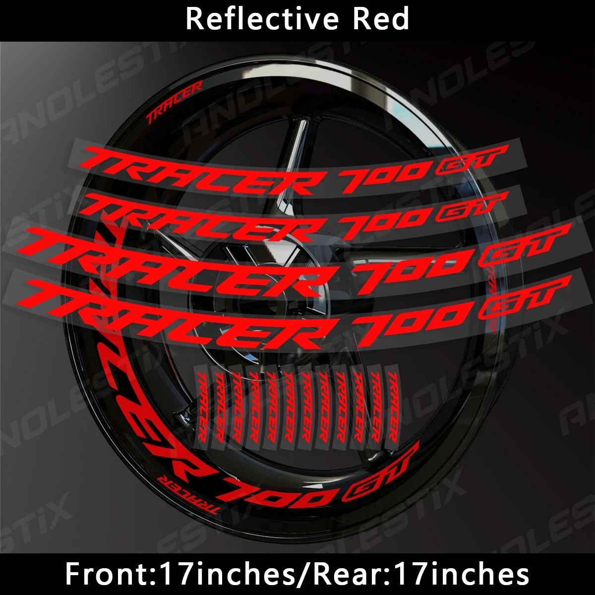 AnoleStix Reflective Motorcycle Wheel Sticker Hub Decal Rim Stripe Tape For YAMAHA TRACER700GT