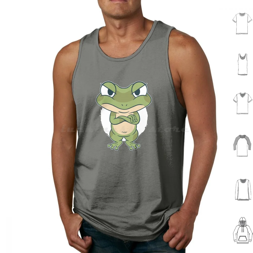 Frog Tank Tops Print Cotton Frog Frog Frogs Angry Offended Cartoon Animal Animals Toad Funny Cute Child Children Upset