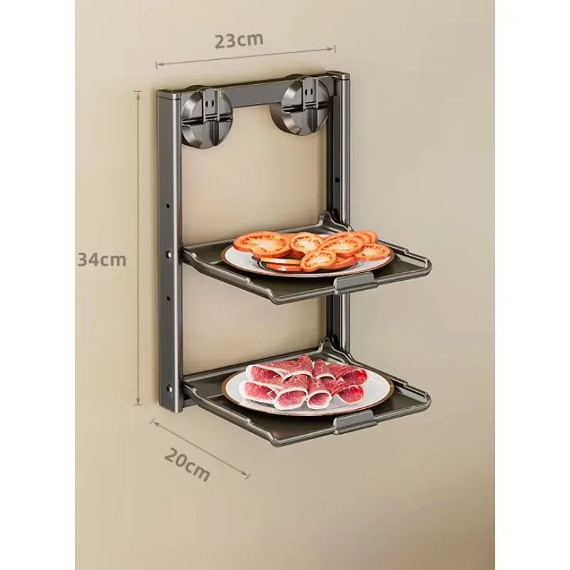No drilling kitchen storage rack household suction cup preparation rack foldable spice storage box multi-layer oil and salt tank