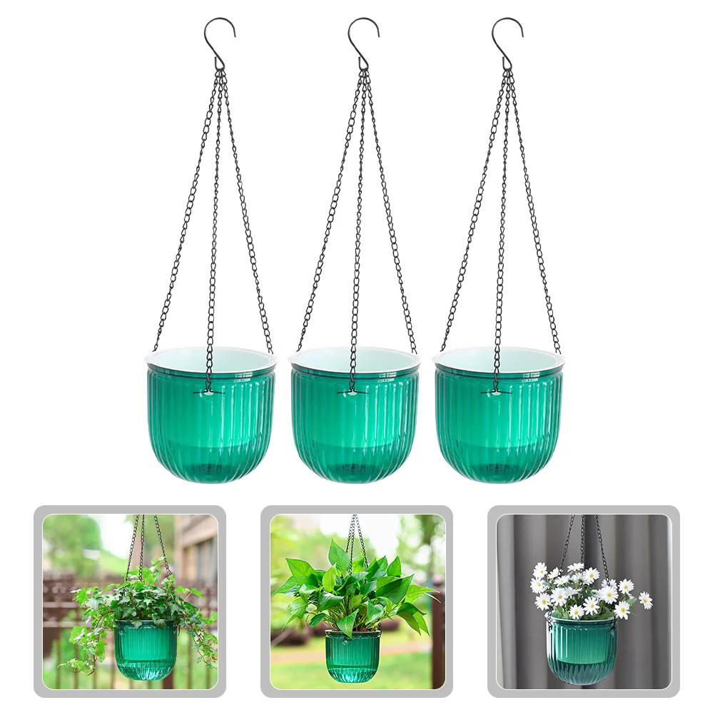 

3 Pcs Flowerpot Hanging Planters Outdoor Indoors Baskets Self Watering Pots for outside with Drainage Window Decorative