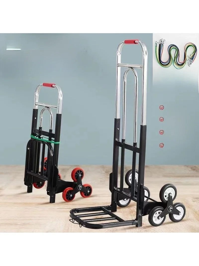 ステンレス製オックスフォード布製階段昇降用手引きカーゴカート折りたたみ式家庭用小型牽引カート（重量物運搬用）
