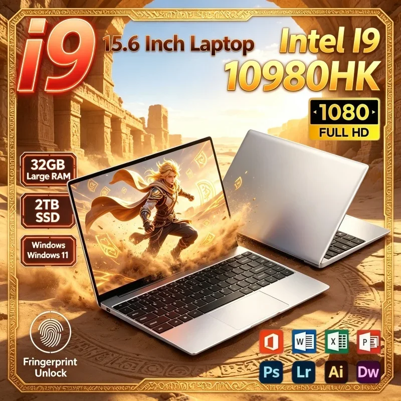 High‑Performance 15.6 Inch Laptop Intel Core i9 10980HK 32GB RAM 2TB SSD Windows 11 Fingerprint Unlock Portable Ultrabook Work