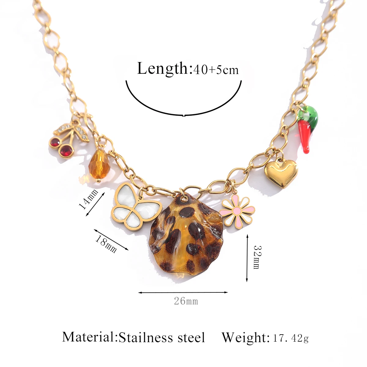 GIOIO الفولاذ المقاوم للصدأ الرجعية المينا قلادة قلادة للنساء Y2K عقد بطرا عتيق المرأة الفاخرة قلادة مجوهرات الأزياء