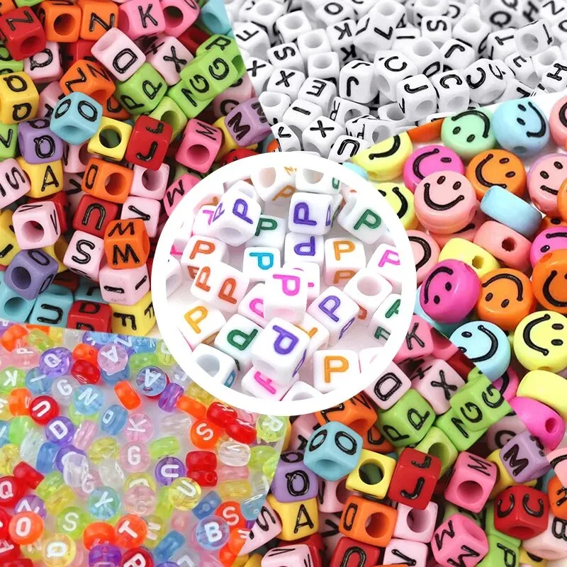 200 stücke gemischte Buchstaben Acryl Perlen runde flache Alphabet Spacer Perlen für Schmuck machen handgemachte DIY Armband Halskette