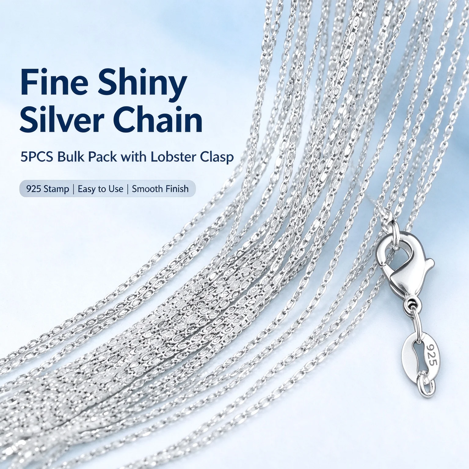 Lobster Clasp Silver - Cadena de plata de ley 925
